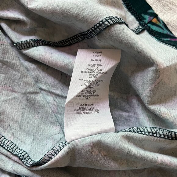 D&Co Denim Womens Floral Short Sleeve A-Line Tunic Top XS Teal Purple Stretchy - Picture 8 of 9